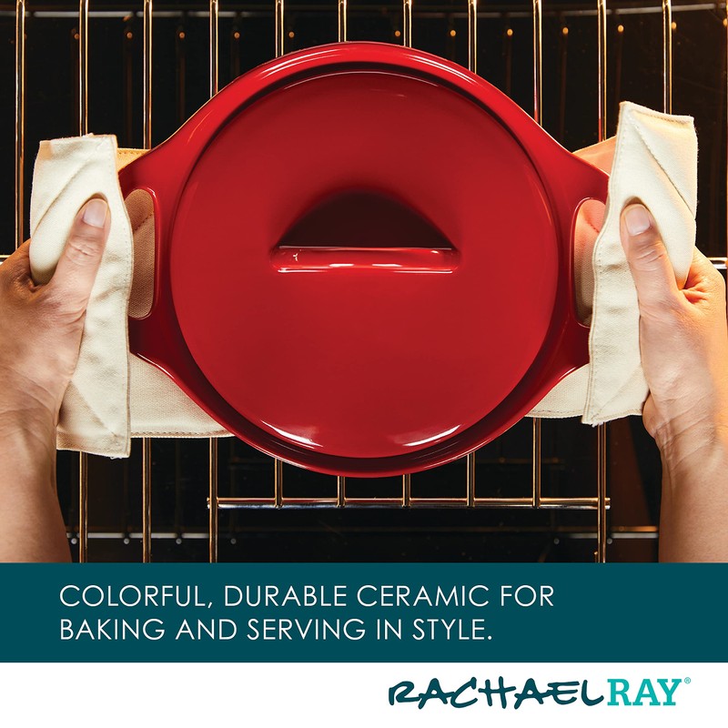 Rachael Ray Solid Glaze Ceramics Casserole Bakers/Baking Dish with Shared