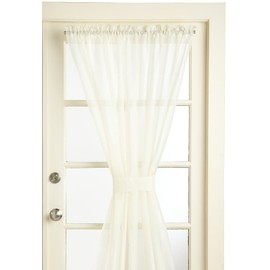 LORRAINE HOME FASHIONS Reverie Snow Voile Tailored Door Panels, 60 by 45-Inch, Eggshell