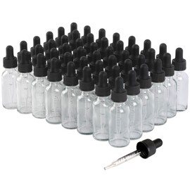 NOOEEISS 48 Pack,1oz Glass Dropper Bottle, Clear Tincture Bottles with Dropper, Pretty Finish for All Kinds of Liquids,Oil Bottles for Hair- Stronger Suction ideal for Leakproof Travel