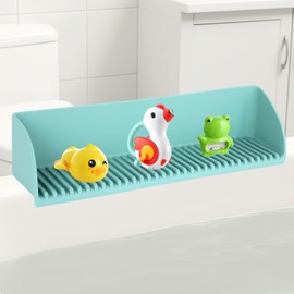 NYTGAH Splash Guard for Bathtub, Silicone Tub Splash Guard with 4 Suction Cups, Bathtub Tray for Storage, Bath Organizer for Bathroom Essentials (Green)