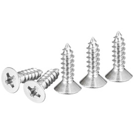 DTGN 20Pcs #6x1/2" Flat Head Wood Screws, 304 Stainless Steel Phillips Self Tapping Screws - Good for Woodworking, Furniture - Silver
