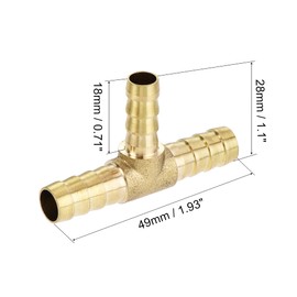 uxcell Reducing Barb Hose Fitting Tee T Shape Pipe Connector Brass 5/16" x 5/16" x 1/4" 2Pcs