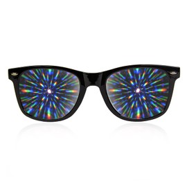 GloFX Black Frame Extreme Line Diffraction Glasses – Laser Etched for Vibrant Rainbow Light Effects