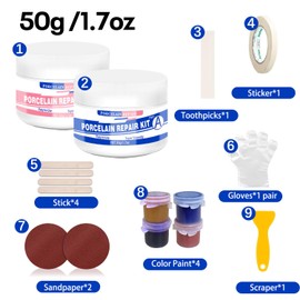 Fiberglass Tub Repair Kit (Color Match), 3.7oz Fiberglass Shower, Porcelain Sink and Acrylic Bathtub Repair Kit, Quick to Fix Cracks, Chips, Dents, Holes on Bath Tub & Toilet, Almond/Biscuit/Bone