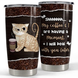 SANDJEST Cat Tumbler Cat And Coffee Love 20oz Tumblers with Lid Gift for Women Girl Daughter Sister Mom Cat Lovers Christmas Birthday