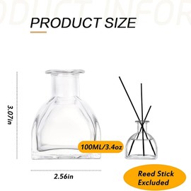 100ml 3.4oz Clear Glass Diffuser Bottle Refillable Aromatherapy Essential Oil Storage Container Fragrance Dispenser for DIY Home Scent Decor (Not Include Sticks)