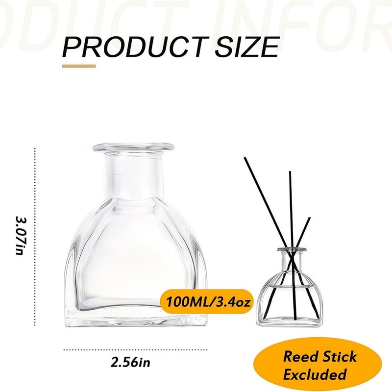 100ml 3.4oz Clear Glass Diffuser Bottle Refillable Aromatherapy Essential Oil