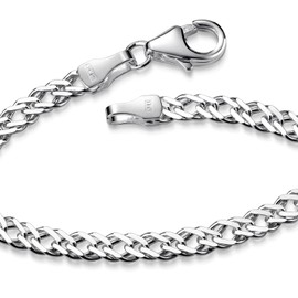 MATERIA by Matthias Wagner SA-136 Women's Bracelet Twin Curb Chain 925 Silver Bracelet 3.9 mm Wide, Sterling Silver