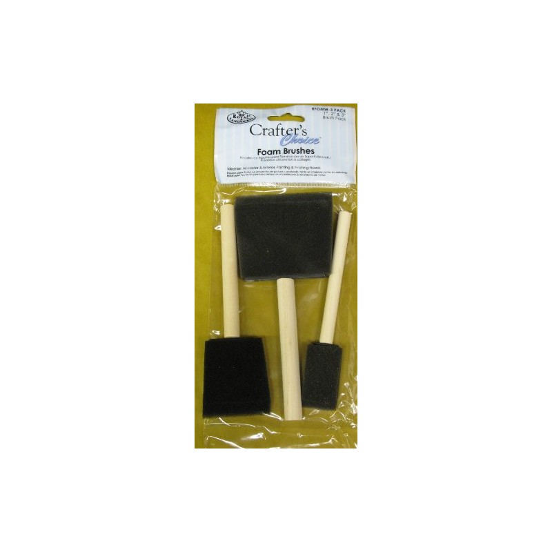 ROYAL BRUSH RFOMW-3P Foam Brush, 3-Pack Darkassorted, 1", 2" &