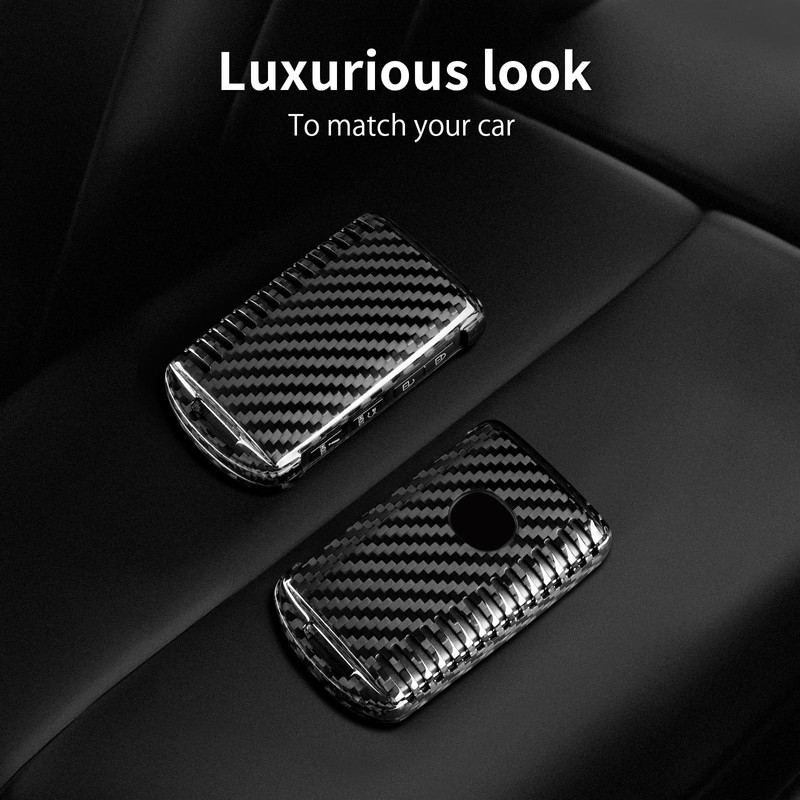 T-carbon Key Fob Cover Compatible with Mazda with Keychain,Carbon Fiber