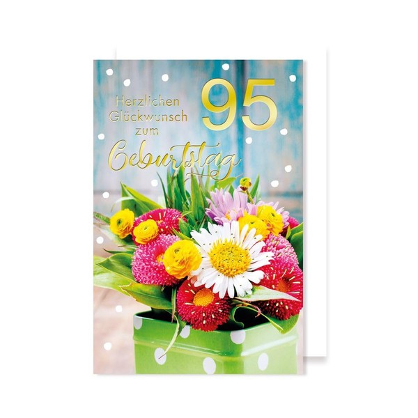 95th Birthday Card Greeting Card Flowers Vase 16 x 11