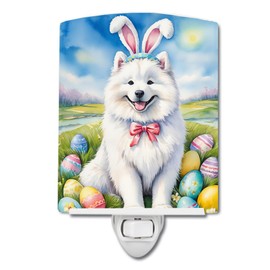 Caroline's Treasures Samoyed Easter Egg Hunt Ceramic Night Light Compact, UL-Certified, Ideal for Bedroom, Bathroom, Nursery, Hallway, Kitchen, 6x4x3, Multicolor