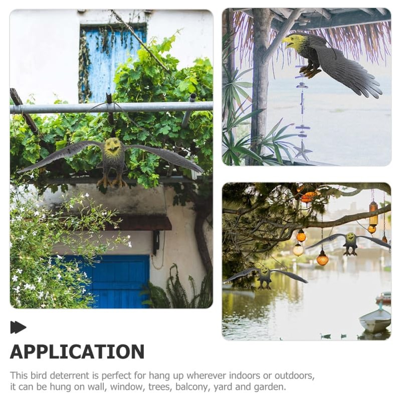 Yardwe 3pcs Realistic Eagle Bird Deterrent Hanging Plastic Eagle Decor