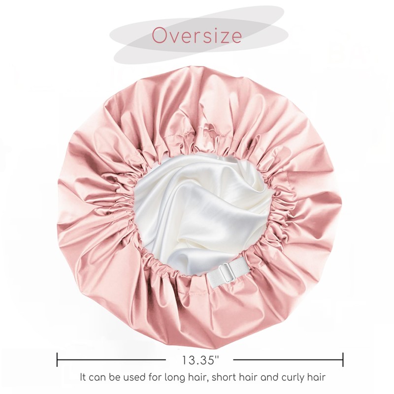 Amamba Shower Caps,100% Real Satin Lined Shower Cap,Extra Large Shower