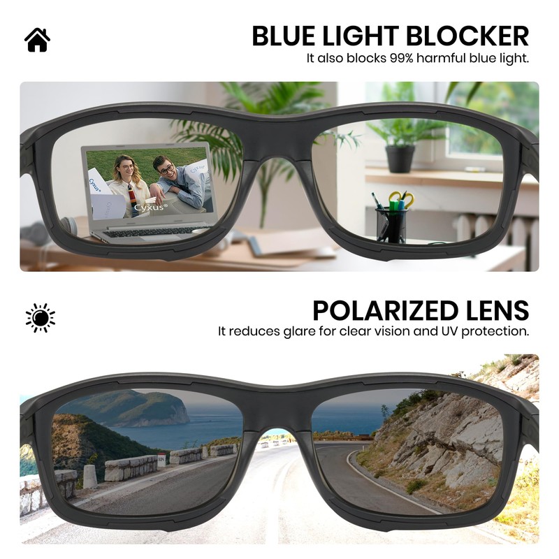 Cyxus P1176 0.1 Second Dimmable Sunglasses, Polarized Sunglasses, Blue Light