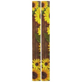 Oarencol Sunflower Refrigerator Door Handle Covers Yellow Flower Wooden Set of 2 Kitchen Appliance Decor for Fridge Oven Dishwasher
