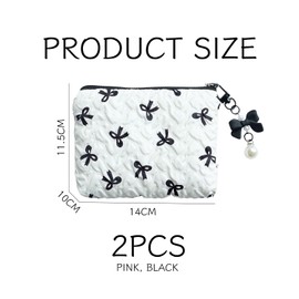 2 Pieces Of Bow Makeup Bag, Small Makeup Bag, Mini Makeup Bag, Small Makeup Bag For Handbag, Travel Makeup Bag, Gift For Ladies.