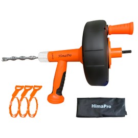 HimaPro Drum Auger 1/4 INCH x 25 Feet with Drill Adapter | Heavy Duty Flexible Plumbing Snake Drain Auger | Clog Remover Plumbing Pipe Unblocker for Sewer, Bathroom, Sink, and Shower