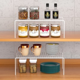 GEDLIRE Cabinet Storage Shelf Rack Set of 2, Medium (13 x 9.4 inch) Rustproof Metal Wire Kitchen Cabinet Organizer and Storage, Cupboard Spice Shelf Rack for Plate, Dish, Counter & Pantry Organization
