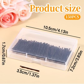 150 Pcs Mini Bobby Pins 1.38 Inch Mini Wavy Pins with Box Brown Bobby Pins for Girls and Women Suitable for All Hair Types