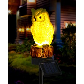 iStatue Owl Solar Decorative Garden Stake Lighting, Waterproof Cute Animal Outdoor Figurine Lights Ornament Statue Decor for Pathway, Patio, Lawn Housewarming (Owl)