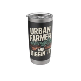 Urban Farmer and Diggin' It Funny Tomato Gardener Gardening Stainless Steel Insulated Tumbler