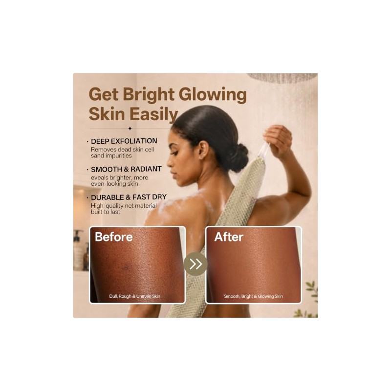 Esponja de red africana para la ducha, 2 esponjas exfoliantes