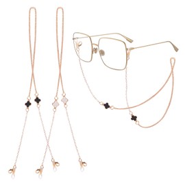 Eophmi Gold Glasses Chain for Women 2 Pcs Sunglasses Chain Women Sunglass Chain Four-Leaf Clover Gold Sunglasses Chain for Glasses Holder Men And Women