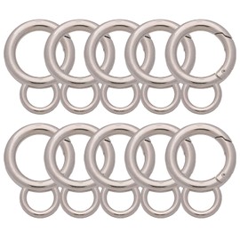 BIKICOCO Spring Gate Ring with Loop O-Ring Clasp Push Gate Snap Hook Bag Clasp Spring Buckle, Silver - 10 Pcs