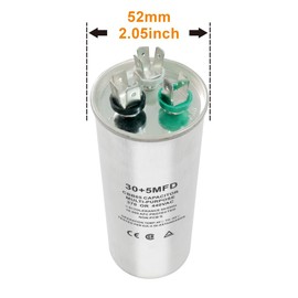 CBB65 Start Capacitor with Dual Run Function ±5% 440VAC Combination Capacitor for Air Conditioner Units, Fan Motor Start, Heat Pumps, Condensers in Straight Cool Systems (30 + 5 uf, 2)