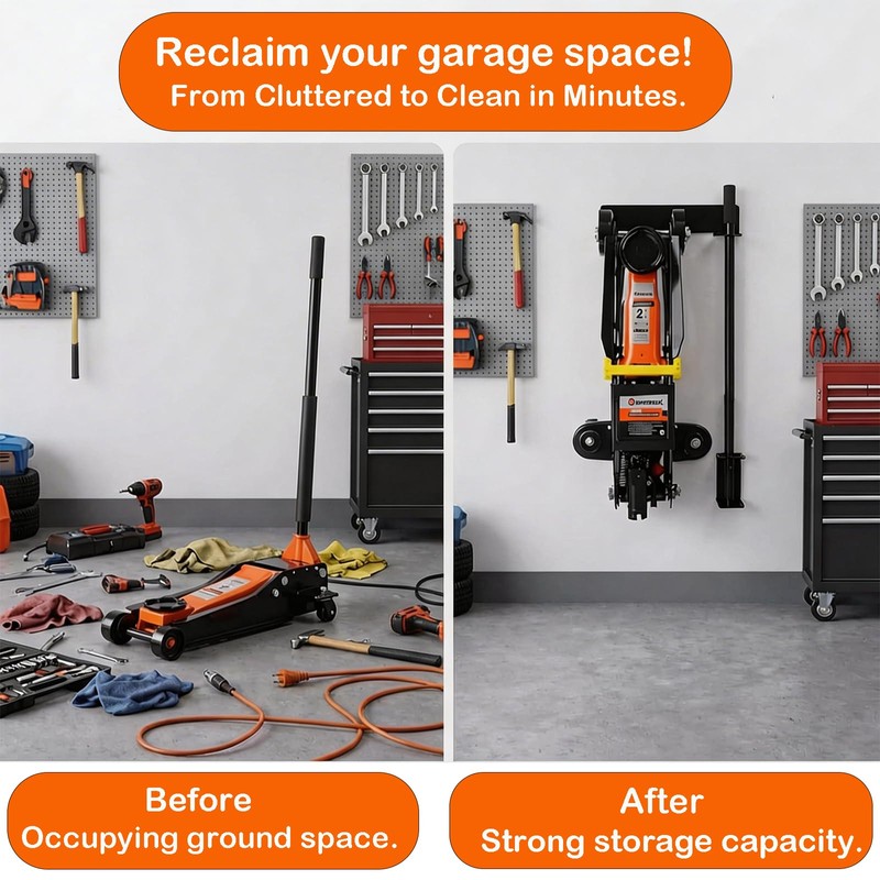 Jack Stand Wall Mount Rack Organizer, Heavy Duty Hydraulic Trolley