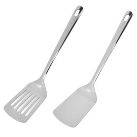 kasanidika Turner Wok Spatula Kitchen Utensils Stainless Steel Dishwasher Safe Cooking Kitchen Tools 31.5cm Silver