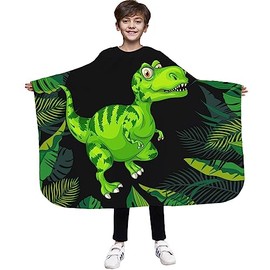 Children's Hairdressing Cape for Hairdressing Salon, 85 x 110 cm, Professional Salon Apron, Beauty Salon and Home Use, Colourful, Motif Dino T-Rex [111]