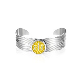 Andante Glitter Chunk Click Button Popper with Sparkling Rhinestones (Yellow/White) for Chunk Bracelets, Chunk Rings and Other Chunk Accessories, Rhinestone
