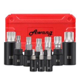 Awang 10-Piece XZN Triple Square Spline Bit Socket Set, 1/4",3/8"and 1/2"Drive M4 - M18 Triple Square Socket Set,S2 Steel Bits and CR-V Sockets with Storage Case