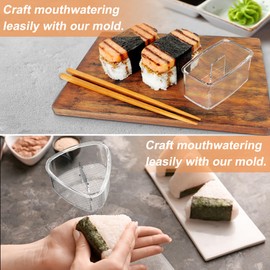 3PCS Clear Onigiri Rice Ball Mold Makers,Musubi Mold Kit,Musubi Maker Press,Triangle Rice Ball Mold Maker,Sushi press Mold for Kid Lunch Bento, Non-stick, BPA-Free