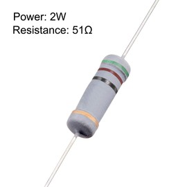 uxcell 50Pcs 51 Ohm Resistor, 2W 5% Tolerance Carbon Film Resistors, 4 Bands for DIY Electronic Projects and Experiments