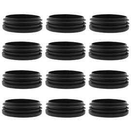 Bonsicoky 12 Pack 3 Inch (76mm) Round Plastic Hole Plugs, Black Pipe Tubing End Cap for Round Metal Tube