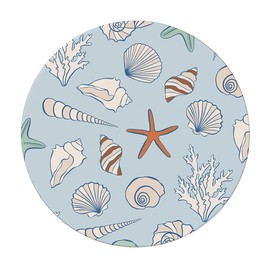 Outdoor Round Tablecloth with Elastic Band, Diameter 90 cm, Elastic Garden Tablecloth with Benthos Pattern