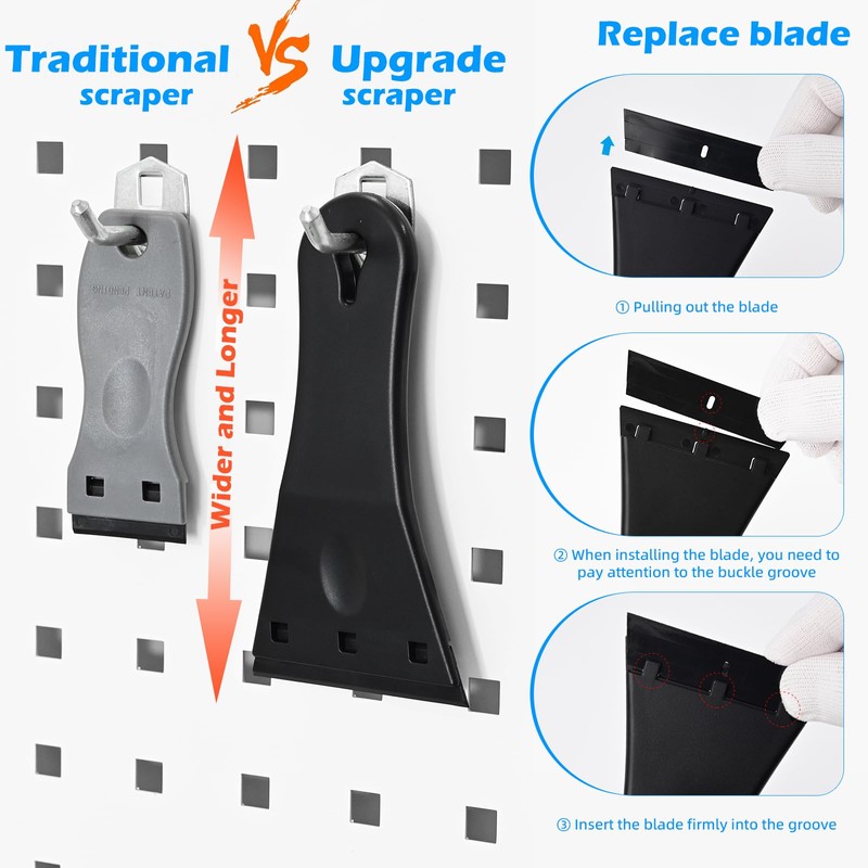 EHDIS Plastic Razor Blade Scraper Tool With 10PCS 3'' Plastic