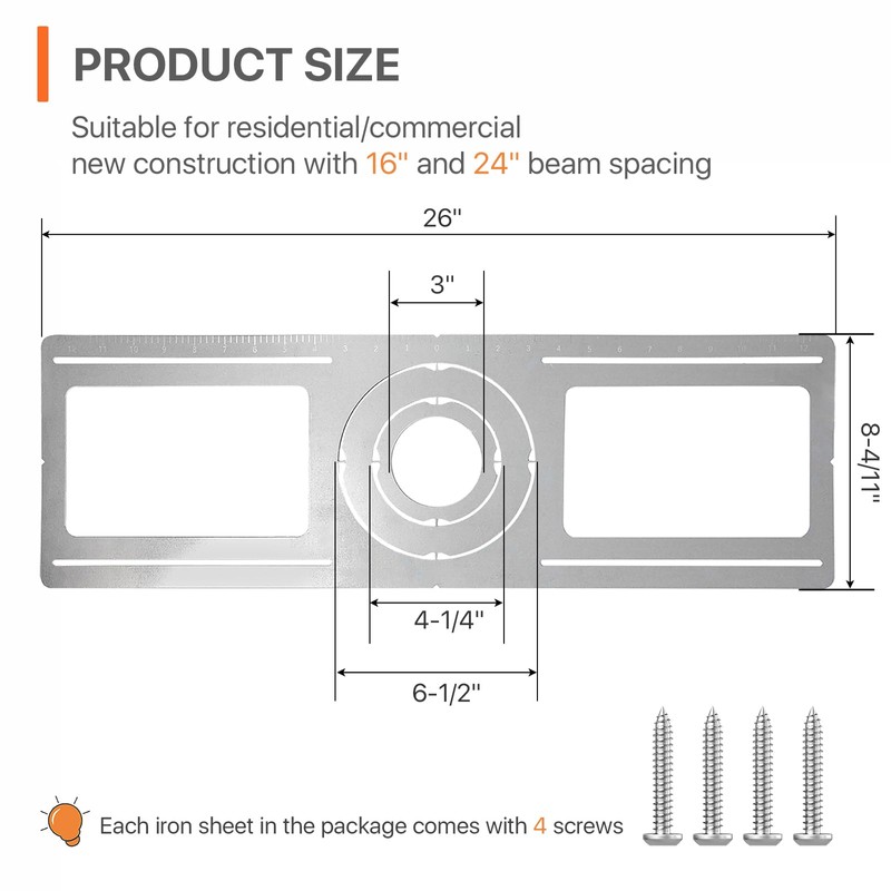 24 Pack New Construction Mounting Plate Round Hole 3" 4"