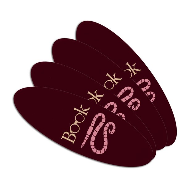 Book Worm with Earthworm Glasses Double-Sided Oval Nail File Emery