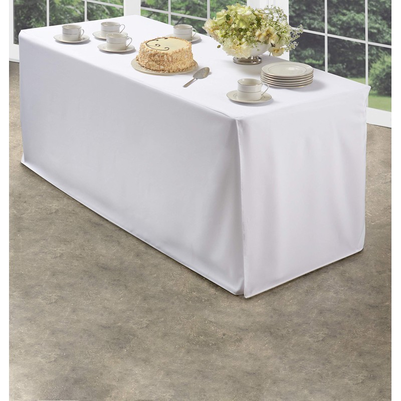 Folding Table Cover, Fitted Tablecloth for 4-Foot Folding Table, White