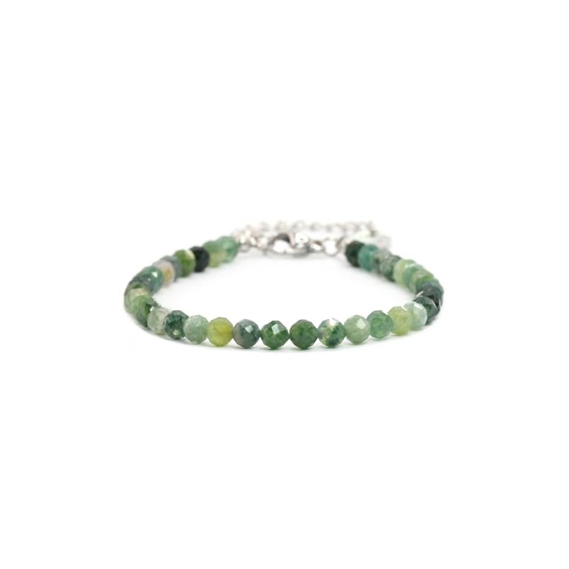 Genuine Gemstone Bracelet with Faceted 4 mm Beads – Adjustable