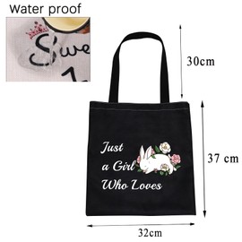 CMNIM Just A Girl Who Loves Bunnies Rabbit Canvas Tote Bag Gifts for Bunny Rabbit Lovers Owner Shoulder Shopping Reusable Grocery Bag (Rabbit Canvas Tote Bag) (Rabbit Canvas Tote Bag)