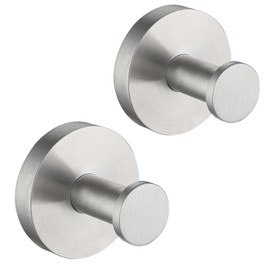 Fliverly Suction Cup Hooks for Shower, Bathroom, Kitchen, Glass Door, Mirror, Tile – Loofah, Towel, Coat, Bath Robe Hook Holder for Hanging up to 15 lbs – Waterproof Sliver (2-Pack)