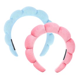 STUDIO LIMITED Soft Skincare Headbands for Women and Girls - Spa Headband for Washing Face and Bubble Skincare - Non-Slip Terry Cloth Headband (BLUE)