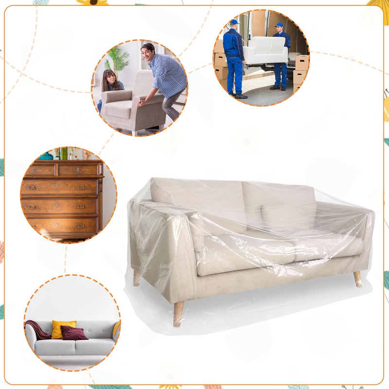 1 Pack Plastic Sofa Covers, 300 x 135cm Waterproof &