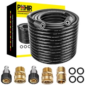 POHIR 100ft Pressue Washer Hose 4000 PSI, High Power Washing Hose, Replacement Hose with M22 Extension Adapter and 4pcs M22 14mm to 3/8 Quick Connect