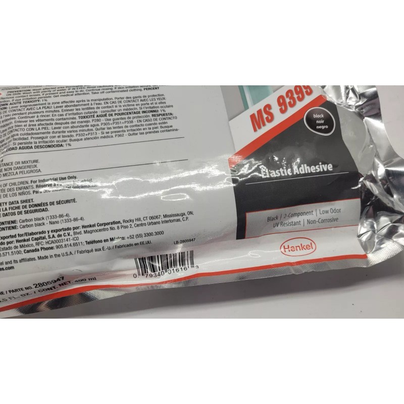 Teroson Ms 9399 Black Elastic Adhesive 2-component Low Odor UV